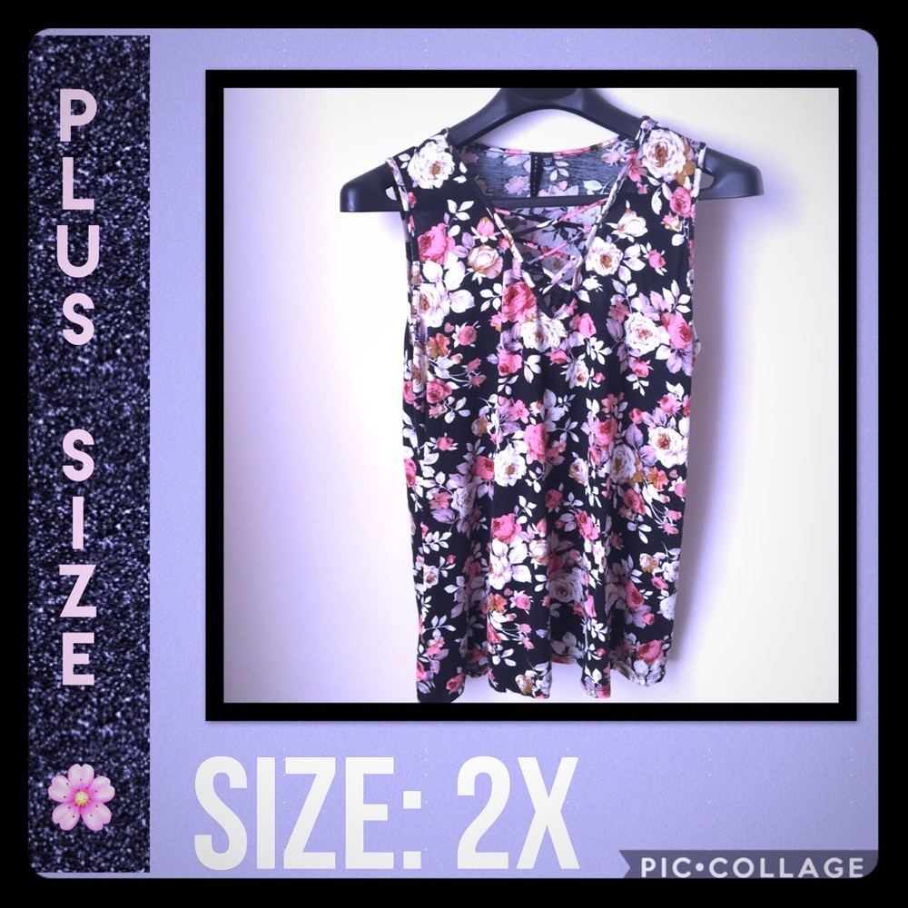 Floral Crisscrossed Sleeveless Top